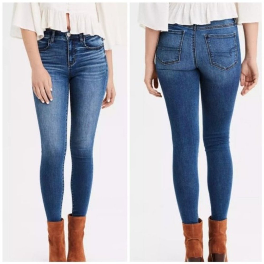 AEO Curvy Super Hi-Rise Jegging Medium Wash 12 L